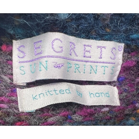 VTG 90s Segrets Sun Prints Women's Wool Bird Speckled Chunky Knit Sweater Sz L - Picture 9 of 10